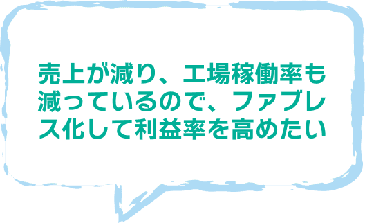 売上が減り、工場稼働率も減っているので、ファブレス化して利益率を高めたい